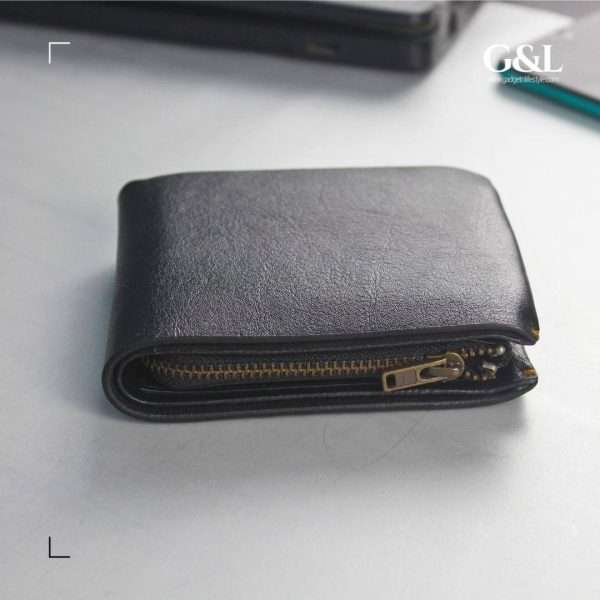 genuine leather premium trifold zipper wallet