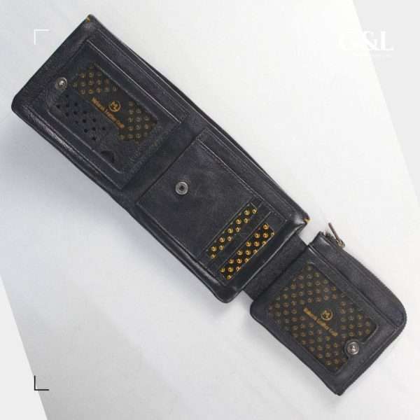 genuine leather premium trifold zipper wallet
