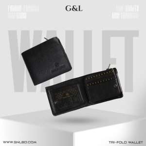 Trifold Zipper Wallet Genuine Leather