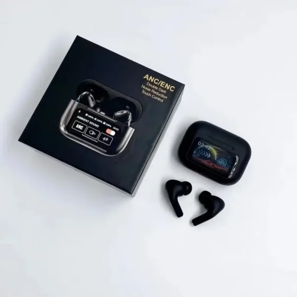A9 Pro ANC Earbuds Touch Screen Display (Black)