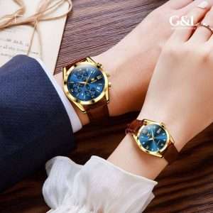 Olevs Leather Couple Watch
