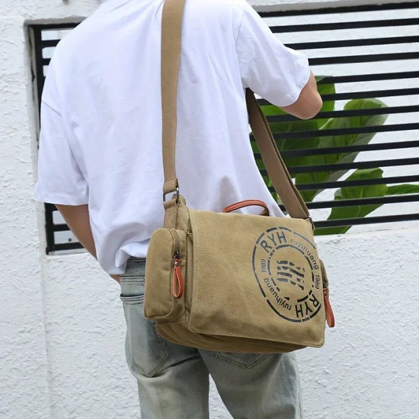 canvas messenger bag khaki