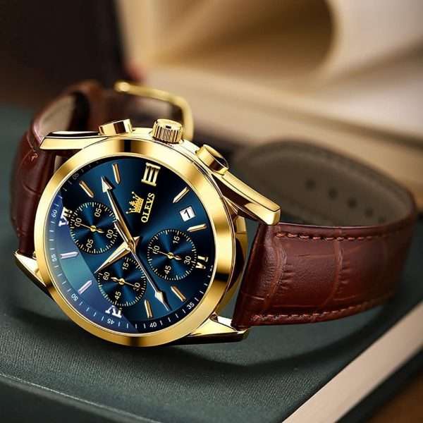 olevs 5610 quartz leather watch