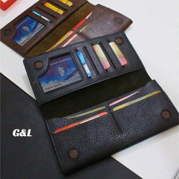 Leather Long Wallet Magnetic Two Mobile Slot - Image 3